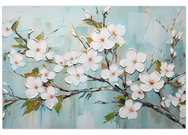 Kép - Festés, virágzó faágak (90x60 cm)