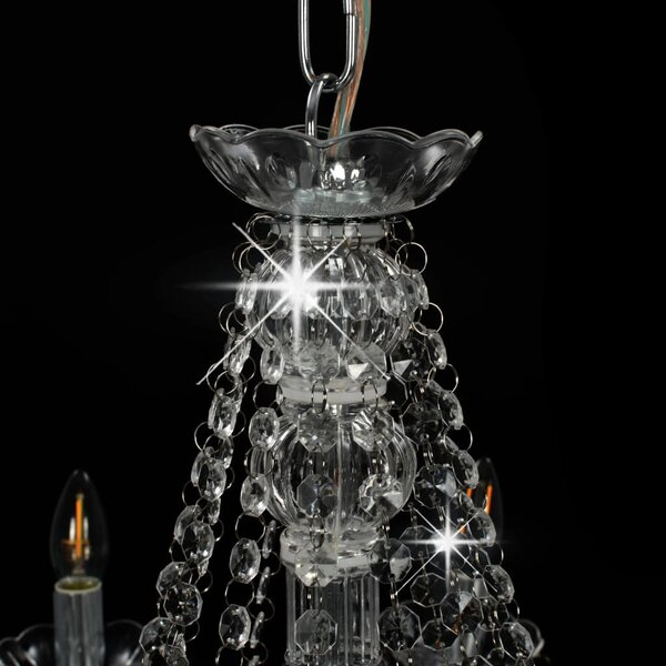 Ezüstszínű csillár gyöngyökkel és 12 db E14 izzófoglalattal