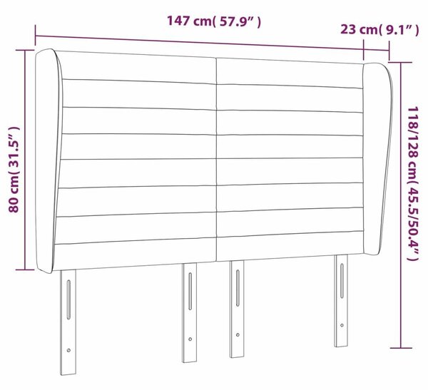 VidaXL Kék Szövet Fejtámla Szárnyakkal - 147cm