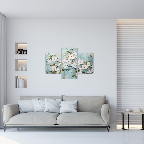 Kép - Festés, virágzó faágak (90x60 cm)