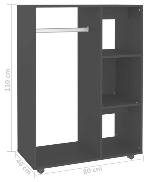 Homcom Fekete Ruhásszekrény - Akasztós és Polcos - 80x40x110 cm