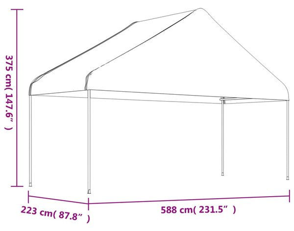 Fehér polietilén pavilon tetővel 17,84 x 5,88 x 3,75 m