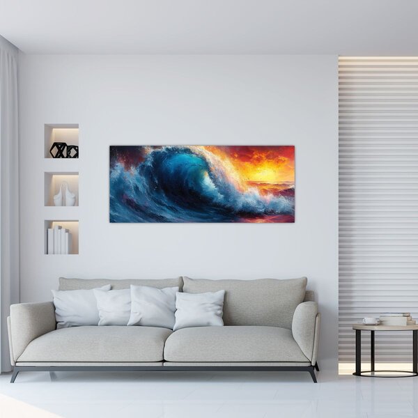 Kép - Hullám a naplementében (120x50 cm)