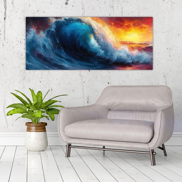 Kép - Hullám a naplementében (120x50 cm)