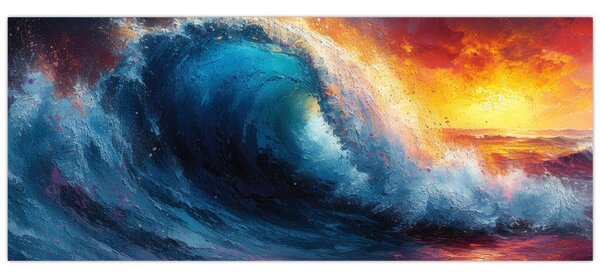 Kép - Hullám a naplementében (120x50 cm)