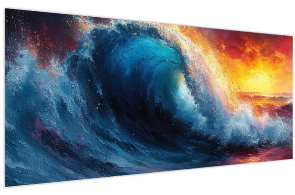 Kép - Hullám a naplementében (120x50 cm)