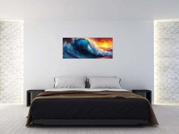 Kép - Hullám a naplementében (120x50 cm)