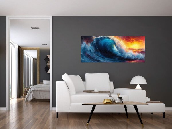 Kép - Hullám a naplementében (120x50 cm)