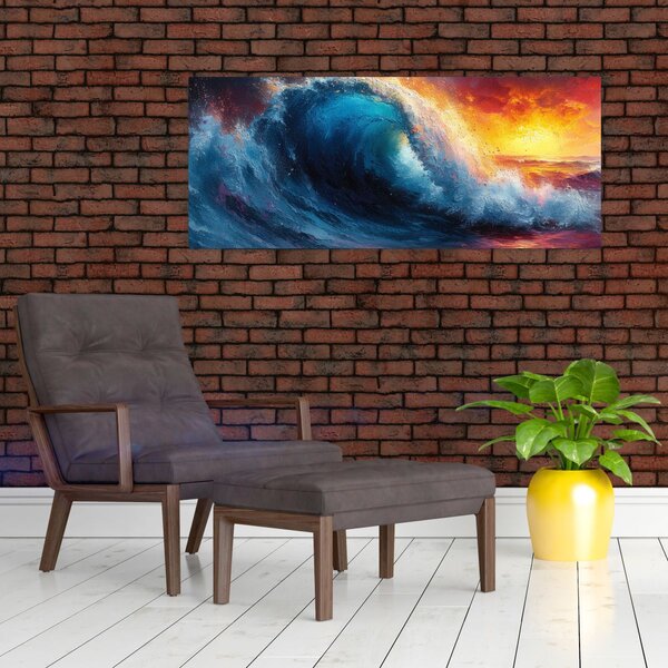 Kép - Hullám a naplementében (120x50 cm)