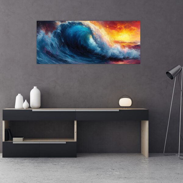 Kép - Hullám a naplementében (120x50 cm)