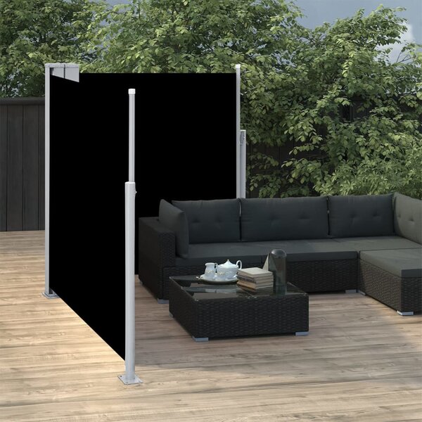 Fekete behúzható oldalsó napellenző 140 x 600 cm