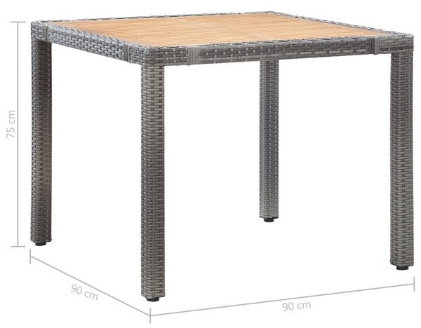5 részes szürke polyrattan kerti étkezőgarnitúra párnákkal