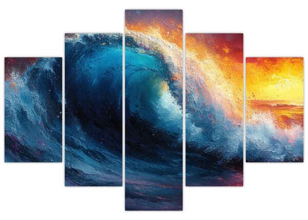 Kép - Hullám a naplementében (150x105 cm)