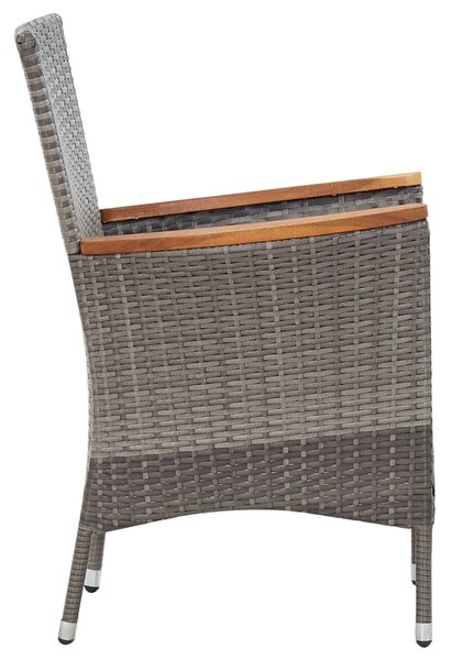 5 részes szürke polyrattan kerti étkezőgarnitúra párnákkal
