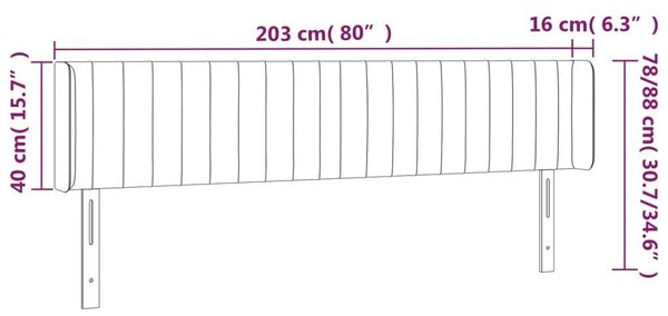VidaXL Bársony Ágyfejtámla - Sötétkék - 203cm