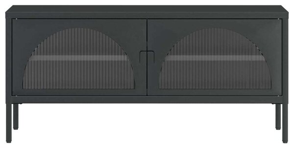 VidaXL Modern TV-szekrény - Fekete Acél és Üveg - 105x35x50 cm