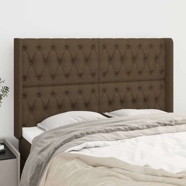 VidaXL Fejtámla - Szövet - Sötétbarna - 163x16x118/128cm