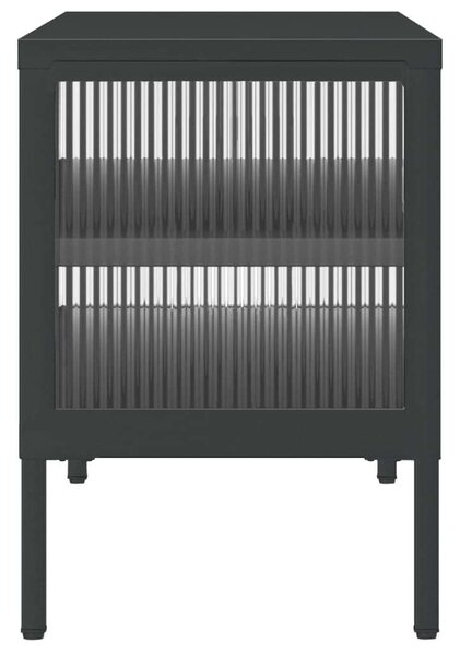 VidaXL Modern TV-szekrény - Fekete Acél és Üveg - 105x35x50 cm