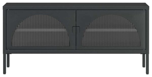 VidaXL Modern TV-szekrény - Fekete Acél és Üveg - 105x35x50 cm