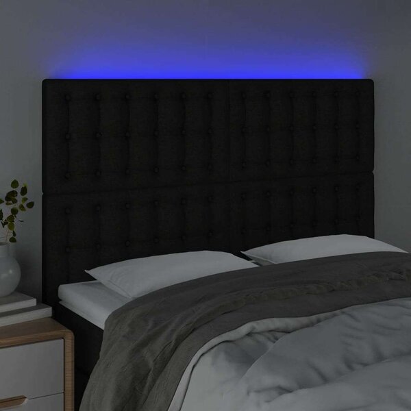 VidaXL fekete szövet LED-es fejtámla 144x5x118/128 cm