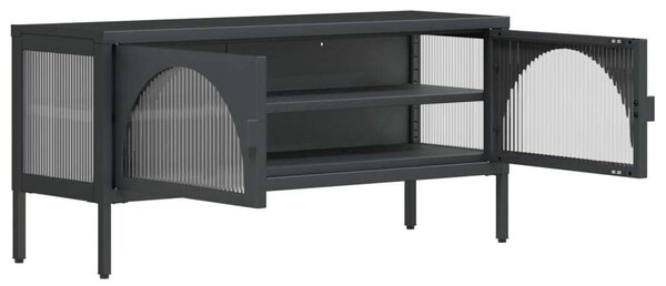 VidaXL Modern TV-szekrény - Fekete Acél és Üveg - 105x35x50 cm