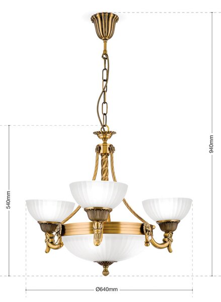 ORION Csillár Noam klasszikus kialakítás Ø 64 cm, dimmelhető, Bronz / antik sárgaréz, Nappali / Étkező, fém