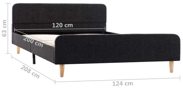 VidaXL sötétszürke zsákvászon kárpitozású ágykeret 120 x 200 cm