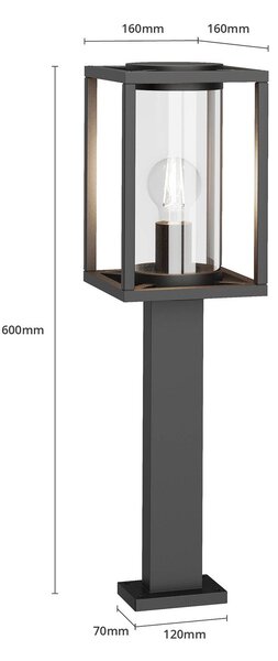 Lucande ösvény világítás Ferda, 60 cm, antracit, IP44, dimmelhető, Fekete, Alumínium, Modern
