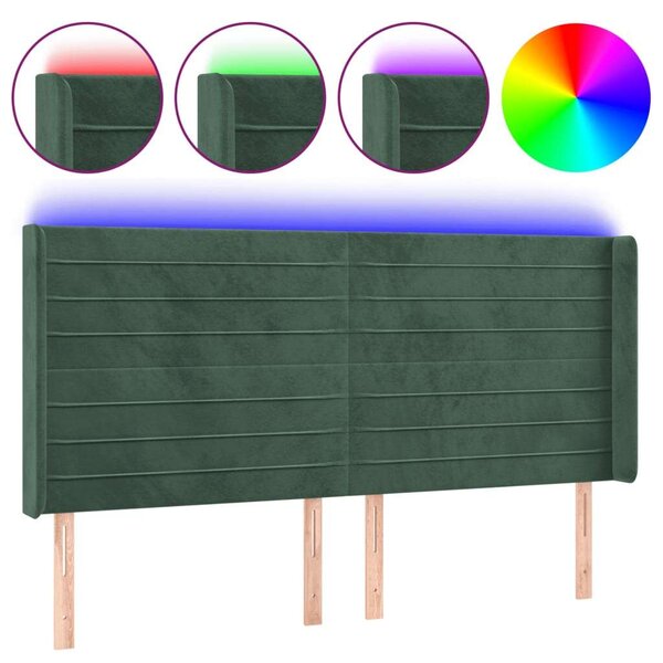VidaXL LED Fejtámla - Bársony - Sötétzöld - 183cm
