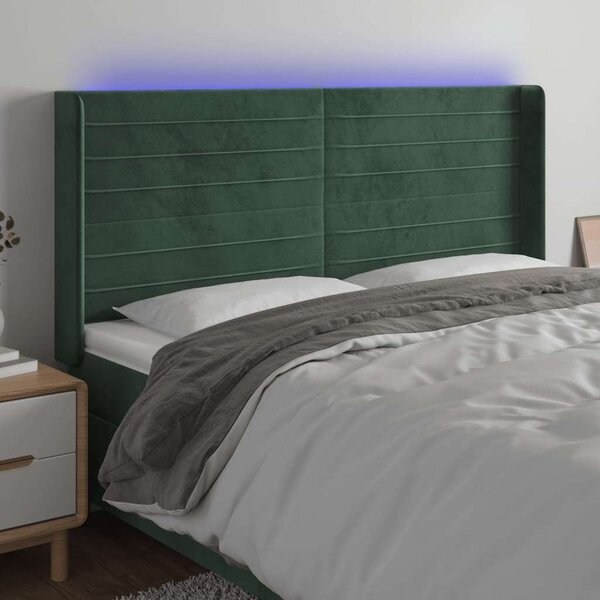VidaXL LED Fejtámla - Bársony - Sötétzöld - 183cm