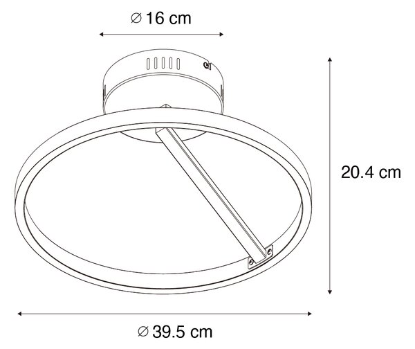 Design mennyezeti lámpa fekete, beépített LED-del, 3 fokozatú fényerőszabályzóval - Anello
