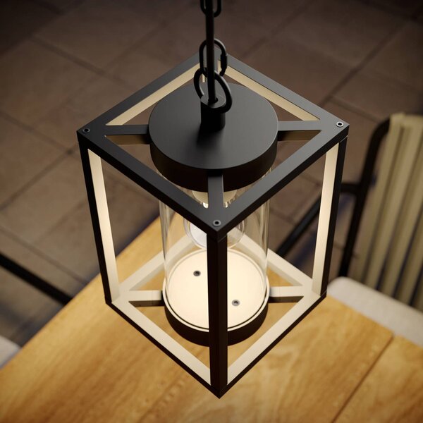 Lucande kültéri függesztéklámpa Ferda, 25 cm, antracit, IP44, dimmelhető, Fekete, Alumínium, Modern