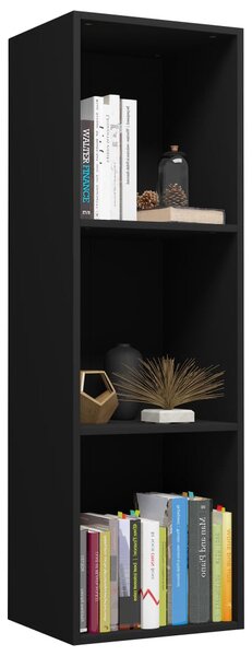 Fekete forgácslap könyv-/TV-szekrény 36 x 30 x 114 cm