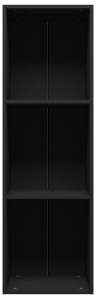 Fekete forgácslap könyv-/TV-szekrény 36 x 30 x 114 cm