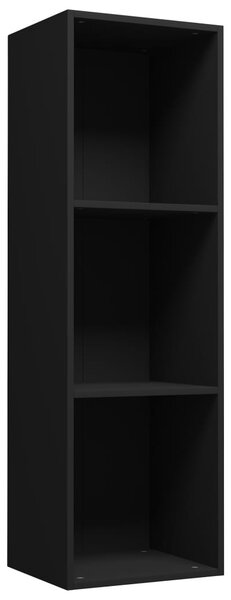 Fekete forgácslap könyv-/TV-szekrény 36 x 30 x 114 cm
