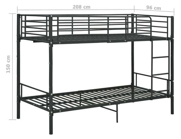 VidaXL Fém Emeletes Ágy - 90x200 cm - Fekete