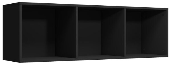 Fekete forgácslap könyv-/TV-szekrény 36 x 30 x 114 cm