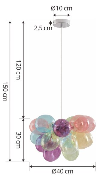 Lucande Diborah lógó világítás, Ø 40 cm, színes, üveg, G9, dimmelhető, Többszínű, Nappali / Étkező, Üveg, Dizájn
