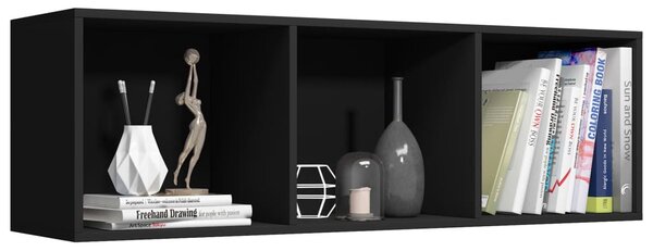 Fekete forgácslap könyv-/TV-szekrény 36 x 30 x 114 cm