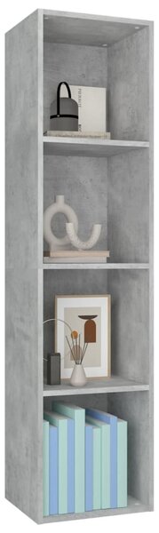Betonszürke szerelt fa könyv-/TV-szekrény 36 x 30 x 143 cm