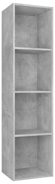 Betonszürke szerelt fa könyv-/TV-szekrény 36 x 30 x 143 cm