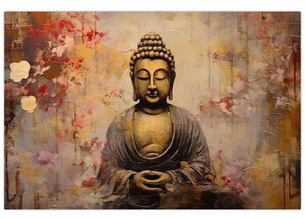 Kép - Buddha, festészet (90x60 cm)