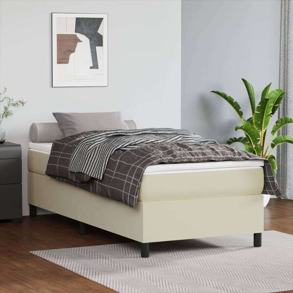 VidaXL krémszínű műbőr rugós ágy matraccal 90 x 200 cm