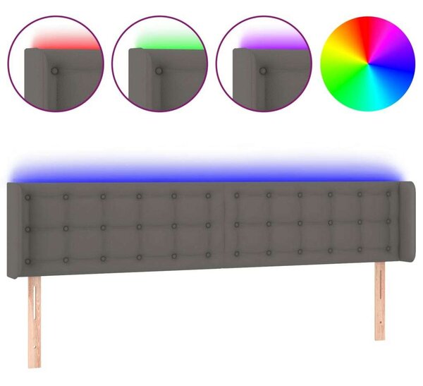 VidaXL szürke műbőr LED-es fejtámla 183x16x78/88 cm