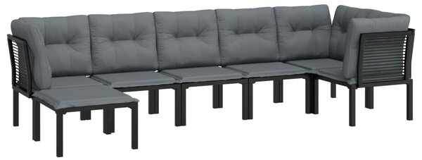 7 részes fekete-szürke polyrattan kerti ülőgarnitúra