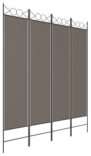 4 paneles antracitszürke szövet térelválasztó 160 x 200 cm