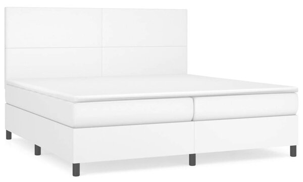 VidaXL fehér műbőr rugós ágy matraccal 200 x 200 cm