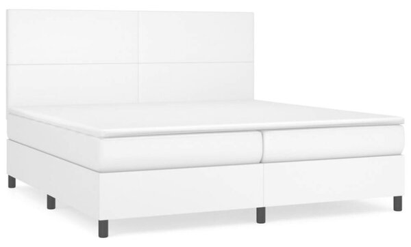 VidaXL fehér műbőr rugós ágy matraccal 200 x 200 cm