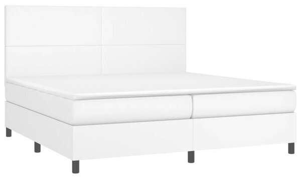 VidaXL fehér műbőr rugós ágy matraccal 200 x 200 cm
