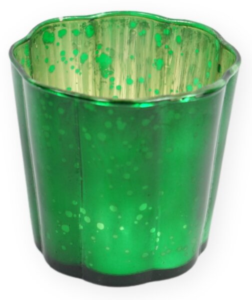 RAINBOW WAVES zöld üveg gyertyatartó, 8 cm